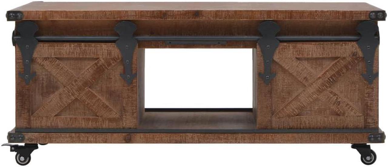 Alt view image 2 of 15 - vidaXL Coffee Table Sofa End Table Side Table Solid Wood Fir Brown 35.8 Inch