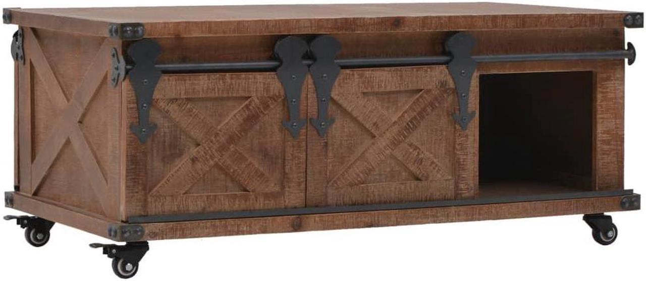 Alt view image 5 of 15 - vidaXL Coffee Table Sofa End Table Side Table Solid Wood Fir Brown 35.8 Inch