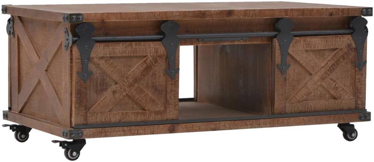 Main image of vidaXL Coffee Table Sofa End Table Side Table Solid Wood Fir Brown 35.8 Inch