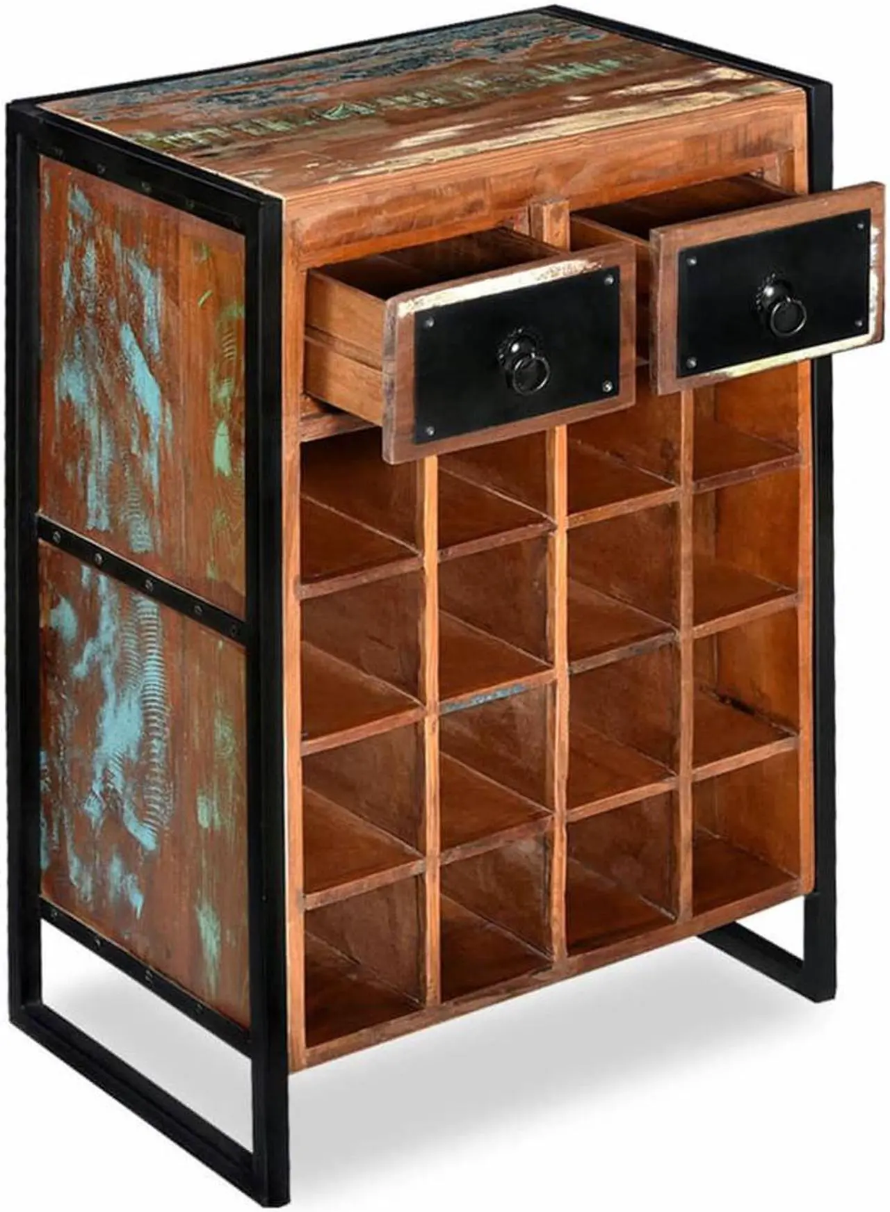 Alt view image 14 of 17 - vidaXL Wine Cabinet Bottle Holder Floor Wine Cabinet Solid Reclaimed Wood