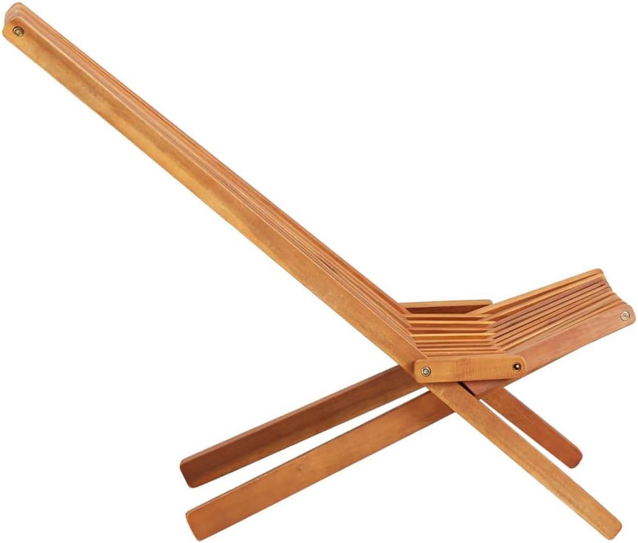 Alt view image 3 of 12 - vidaXL Solid Acacia Wood Folding Patio Lounge Chair Modern Garden Deck Chair