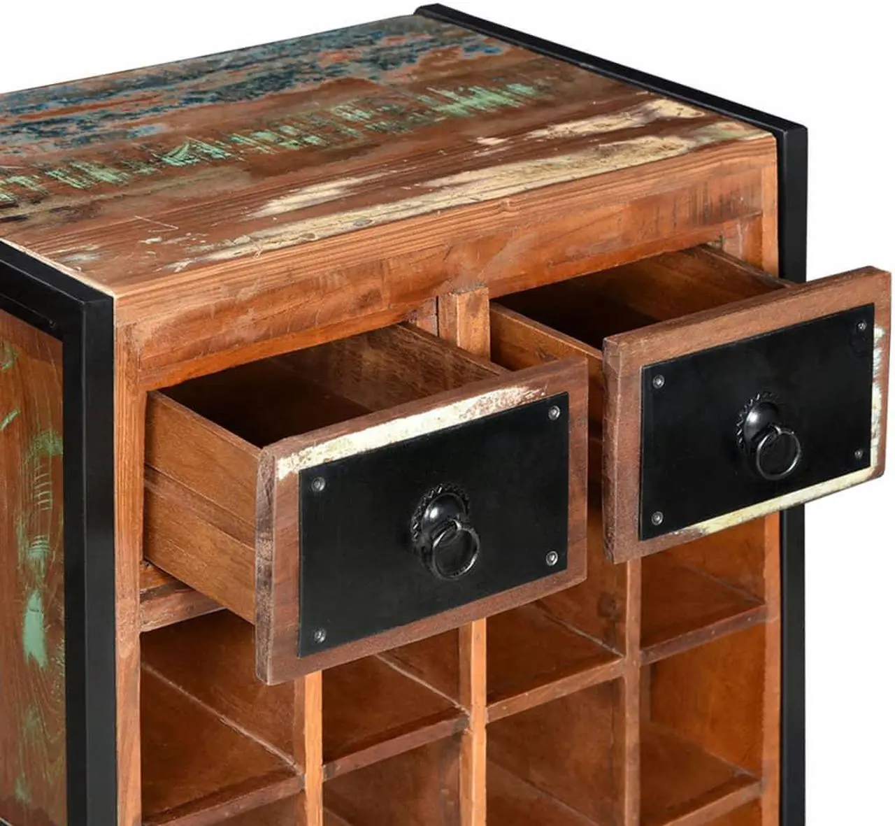Alt view image 15 of 17 - vidaXL Wine Cabinet Bottle Holder Floor Wine Cabinet Solid Reclaimed Wood