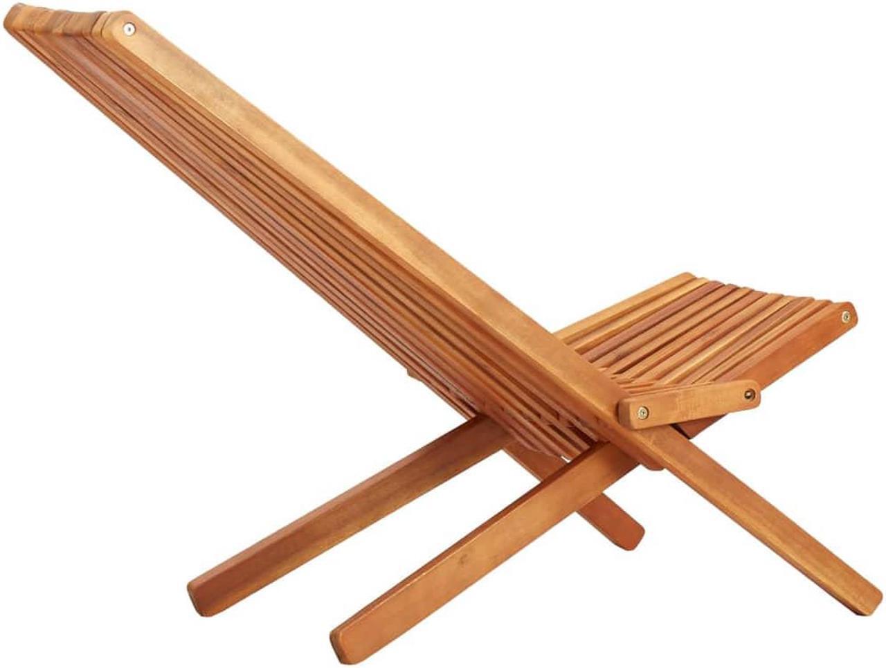 Alt view image 4 of 12 - vidaXL Solid Acacia Wood Folding Patio Lounge Chair Modern Garden Deck Chair