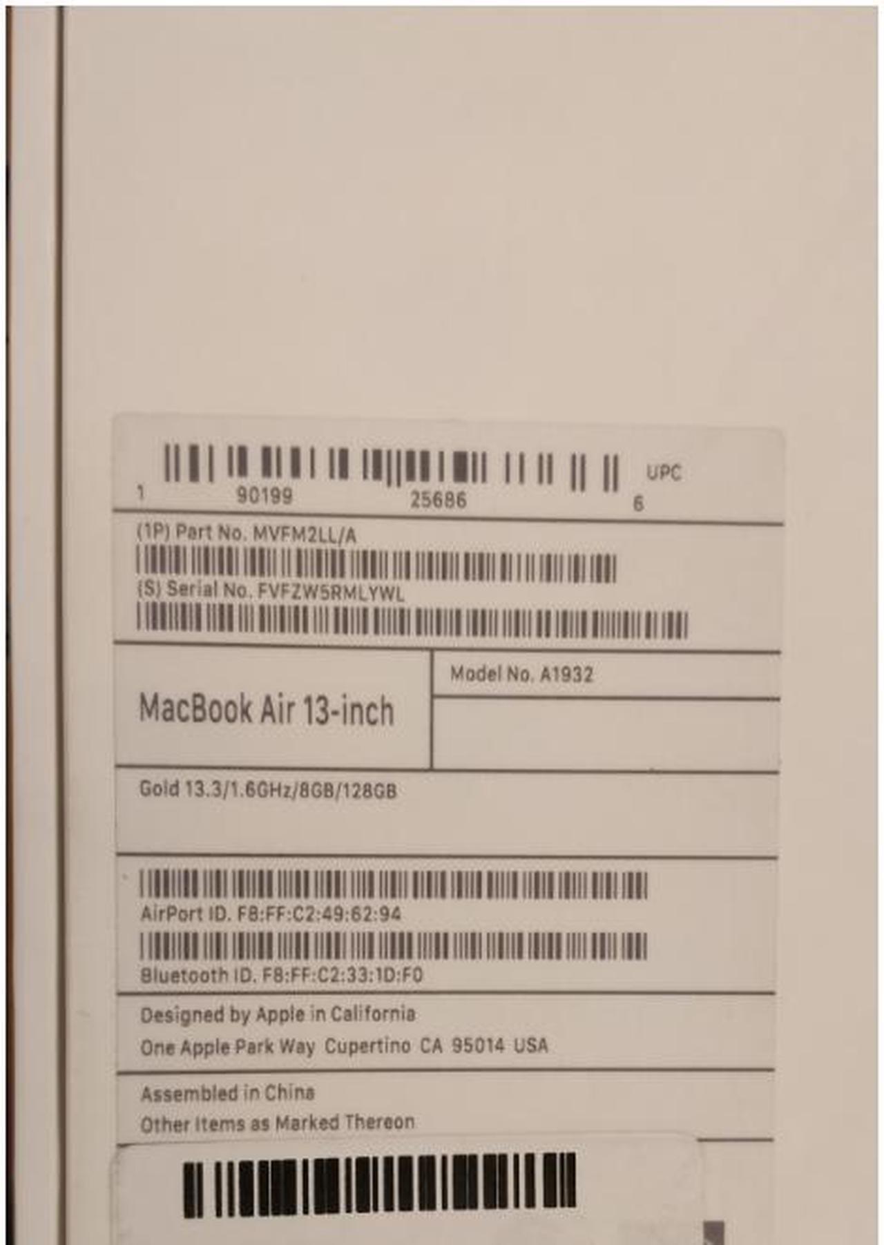 Alt view image 6 of 11 - Apple MacBook Air 13.3" Laptop with Touch ID Intel Core i5 8GB RAM 128GB (2019) Gold MVFM2LL/A