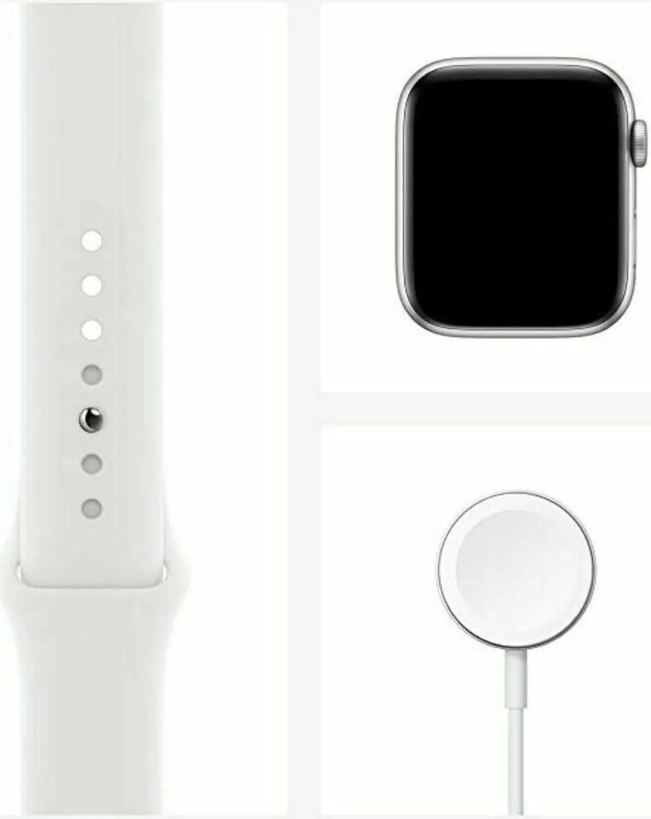 Alt view image 3 of 14 - Apple Watch Series 6 44mm Silver Aluminum Case with White Sport Band GPS M00D3LL/A A2292