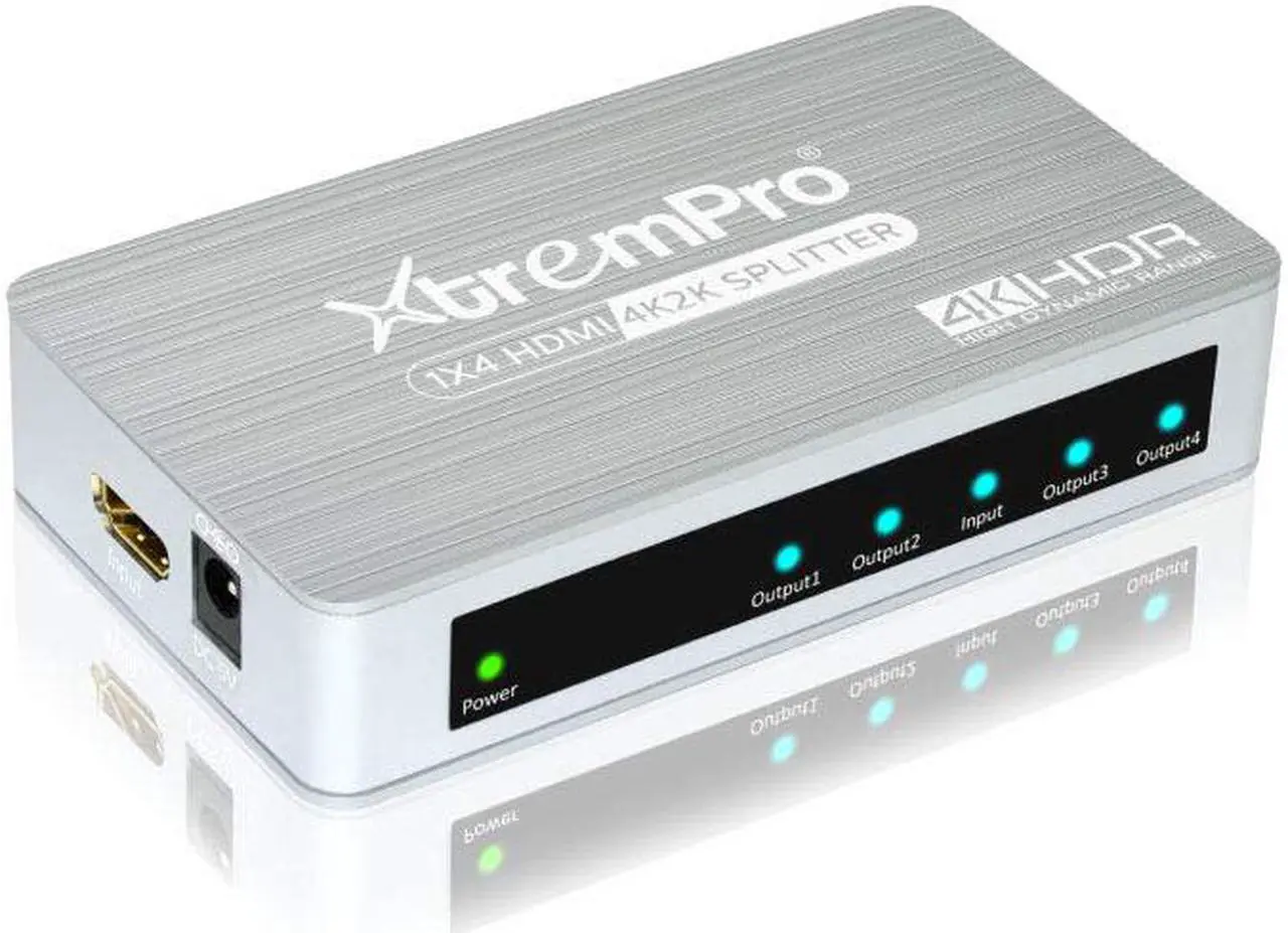 Main image of XtremPro Slim 1x2 Port, 1 Input 2 Output HDMI 2.0 Aluminium 4K 2K 60Hz HDR, HDCP 2.2 Splitter - Silver (61084) (1 x 4)
