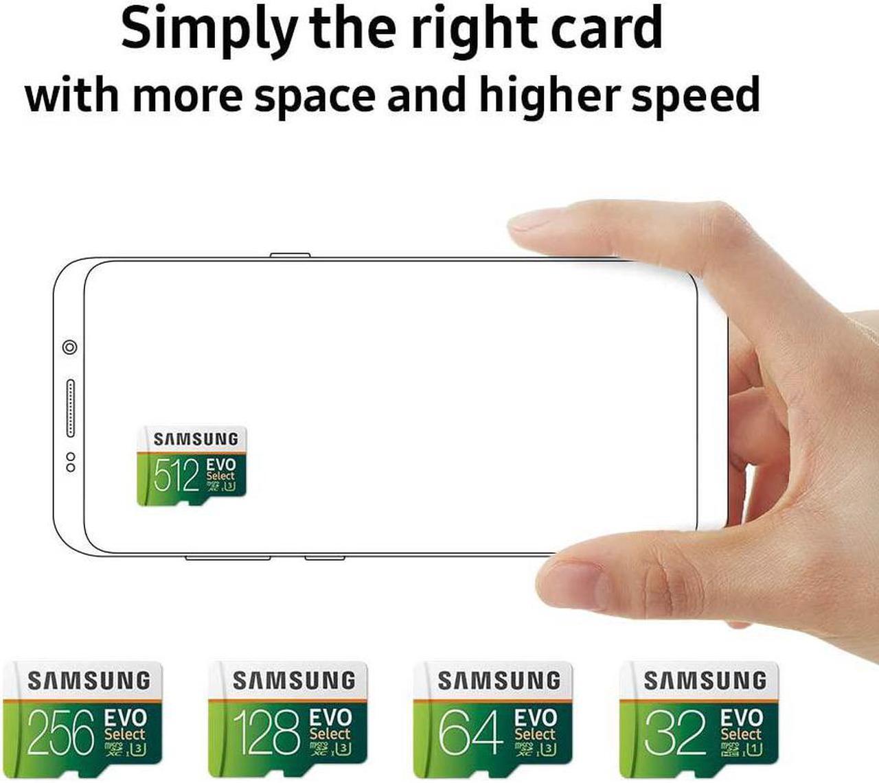Alt view image 14 of 17 - Samsung 256GB 100MB/s (U3) MicroSDXC EVO Select Memory Card with Adapter (MB-ME256GA/AM)