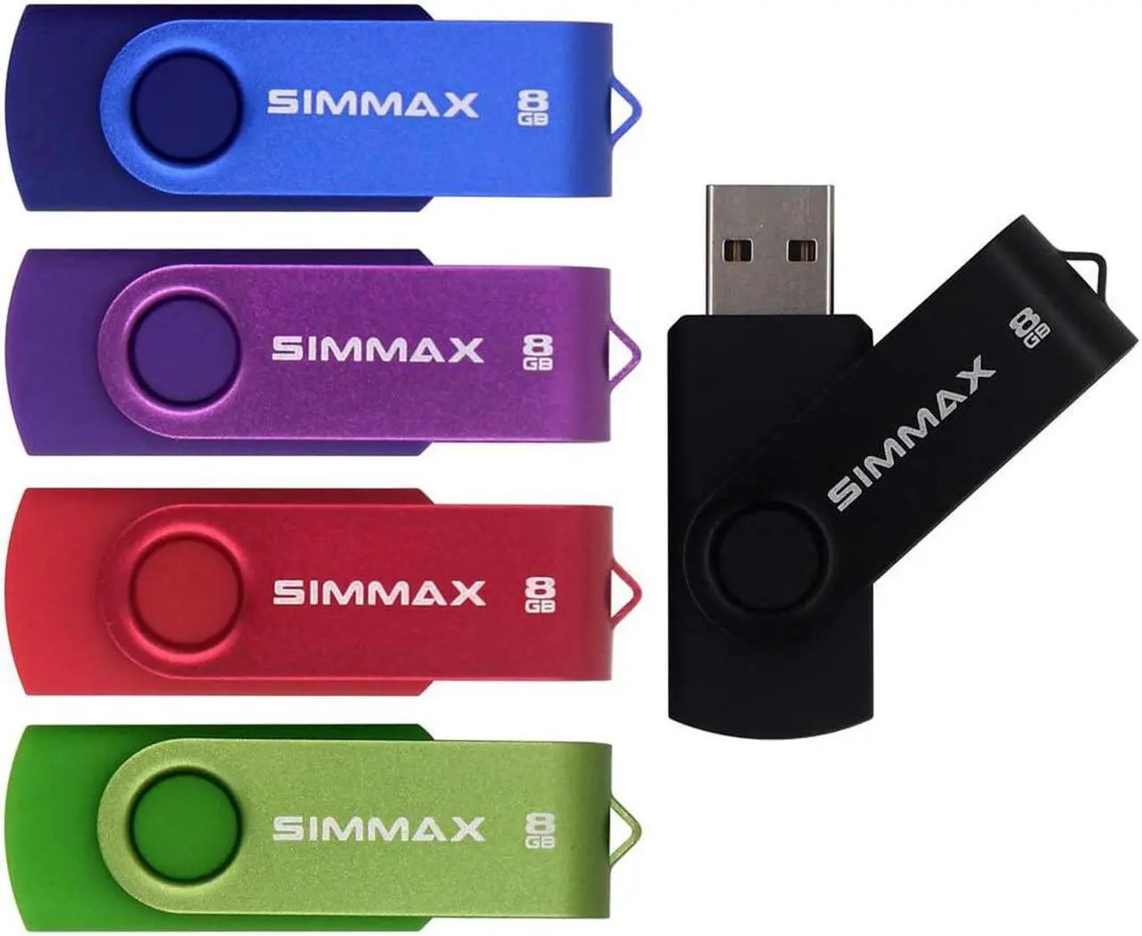 Main image of 5Pcs 8GB USB Flash Drive USB 2.0 Flash Drive Memory Stick Fold Storage Thumb Stick Pen Swivel Design(Five Mixed Colors: Black Blue Green Purple Red)(Mix Color1)