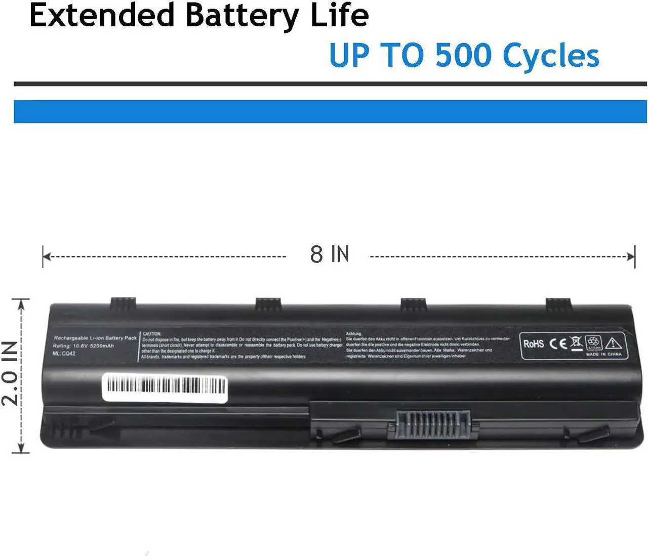 Alt view image 4 of 5 - 593553-001 Laptop Battery for HP Pavilion G7 Series g7-1070us g7-1075dx g7-1150us g7-1167dx g7-1219wm g7-1257dx g7-1260us g7-1310us g7-1320dx g7-1329wm g7-1338dx g7-1365dx g7-2269wm[10.8V 5200mAh]