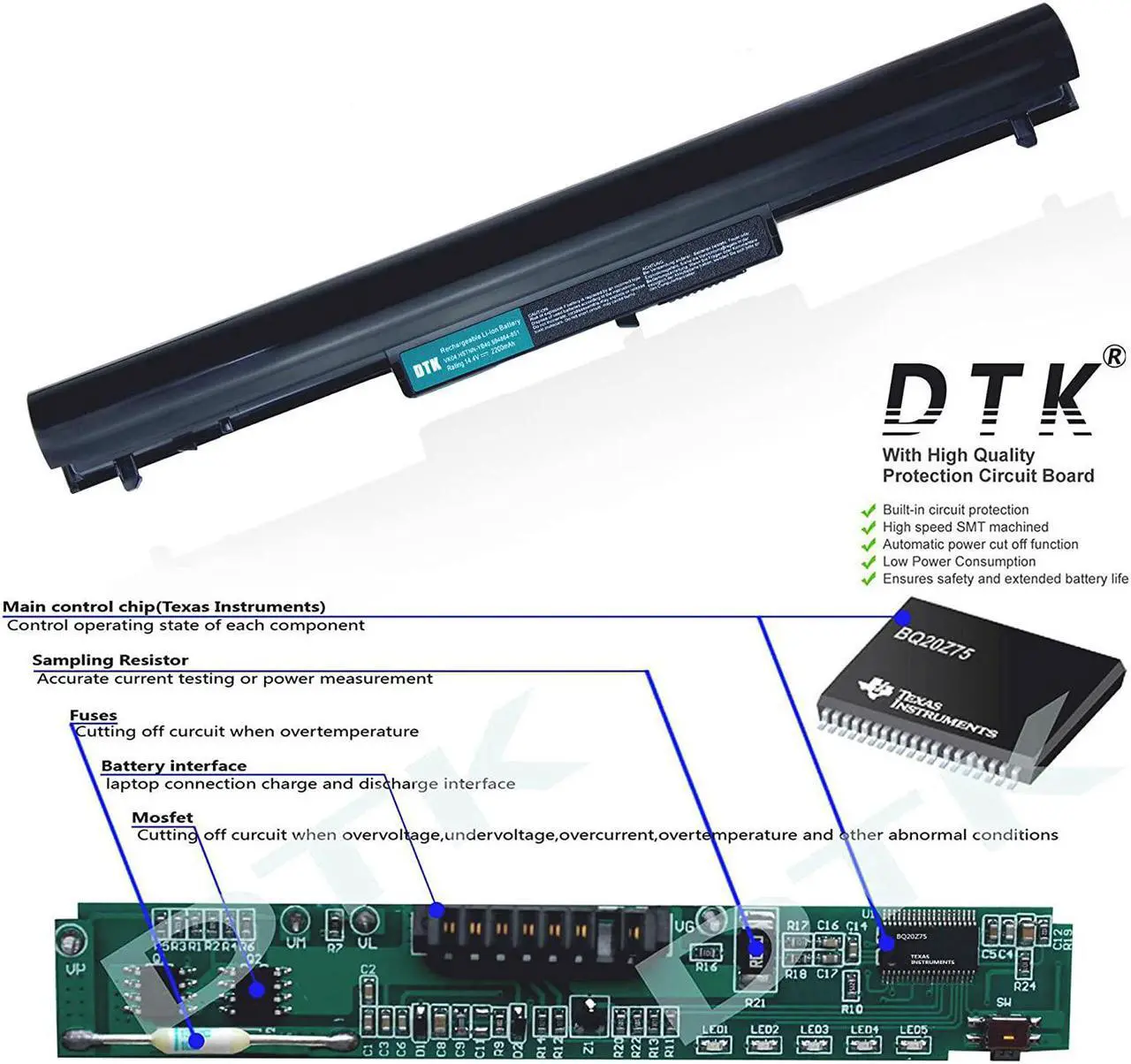 Alt view image 2 of 7 - DTK VK04 695192-001 694864-851 HSTNN-YB4D Laptop Battery Replacement for HP Pavilion Sleekbook 14-b000 15-b000 Series Pavilion Ultrabook 14-b000 Serie
