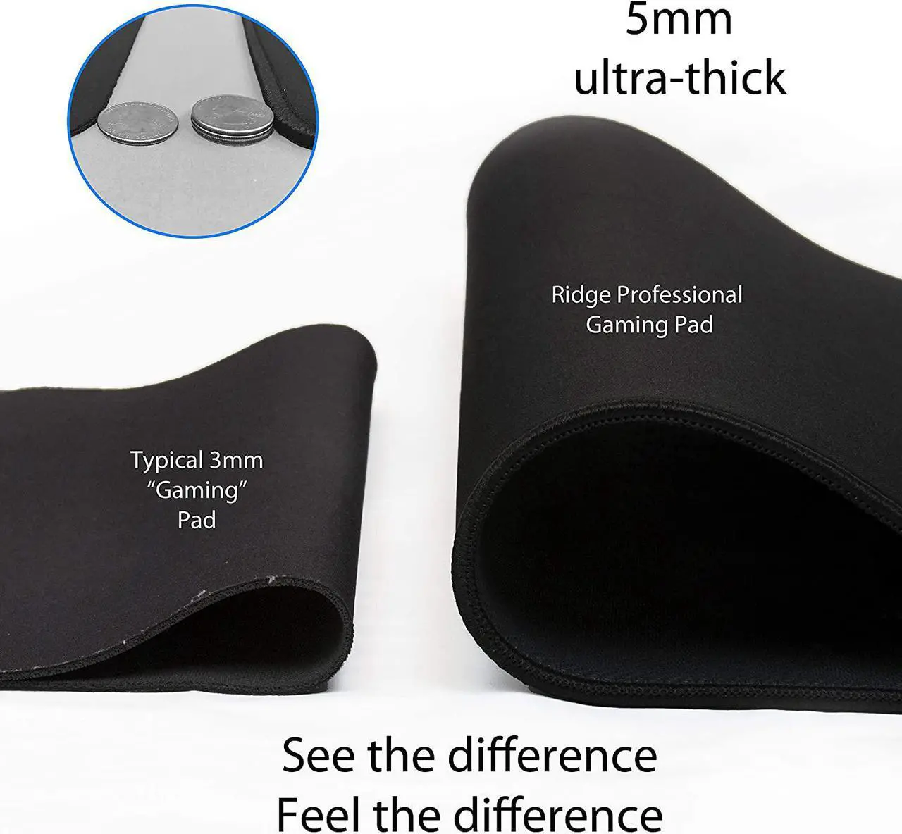 Alt view image 3 of 7 - Gaming Mouse Pad (5mm) Massive 46 inch | 46x17.3x0.20 Extra Thick | Black | Stitched Edge Large Washable Desk Mat
