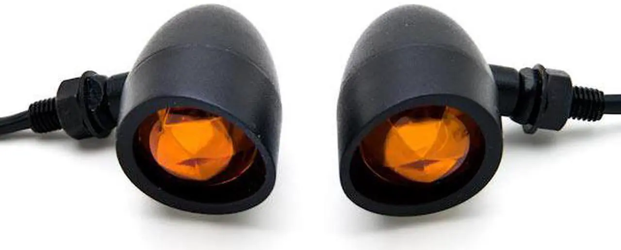 Alt view image 3 of 6 - Motorcycle 2 pcs Black Amber Turn Signals Lights Compatible with Honda VT Shadow Spirit Velorex Deluxe 600 750 1100