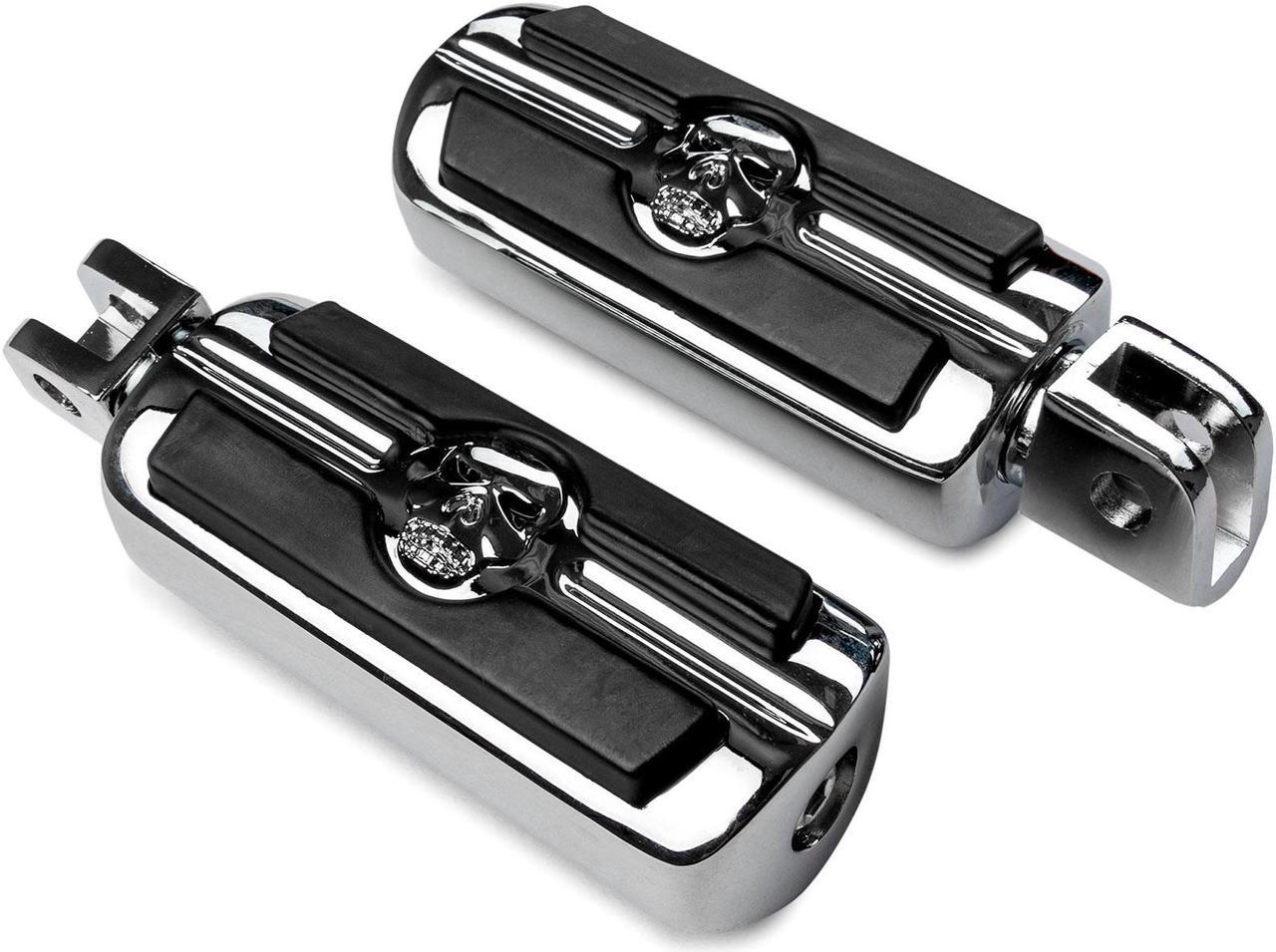 Chrome Skull Foot Pegs Compatible with Suzuki / Honda / Triumph / Can-Am Left & Right Set (Front/Rear Footrests)