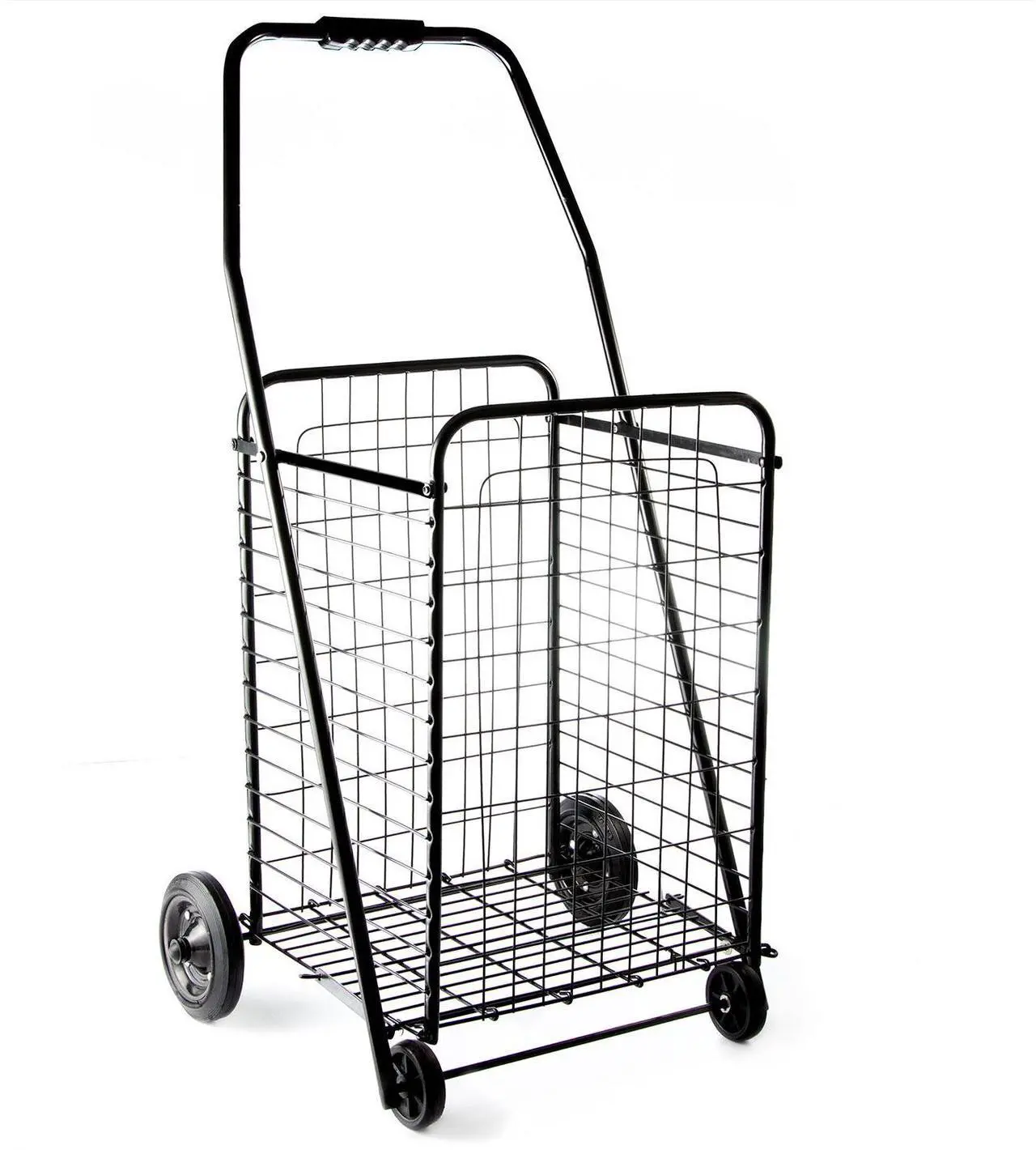 Alt view image 2 of 5 - Folding Shopping Cart Jumbo Size Basket with Wheels for Laundry Grocery Travel