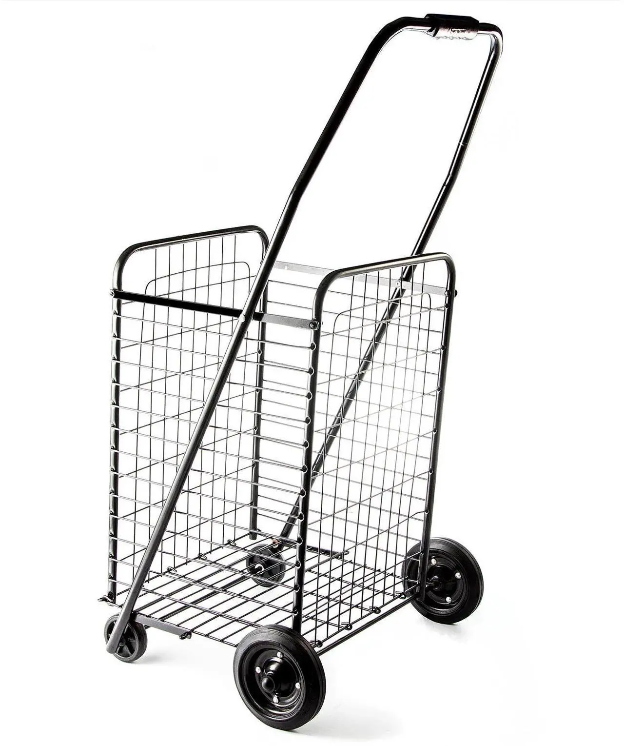 Alt view image 5 of 5 - Folding Shopping Cart Jumbo Size Basket with Wheels for Laundry Grocery Travel