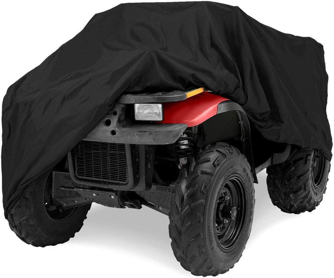 Deluxe All-Weather Water Repellent ATV Cover - Universal Fits up to 86" Length 4-Wheeler 4X4 ATV Black 190T Cover Protects From Rain, Dust, Snow, and Sun - 86'' L x 47'' W x 39'' H