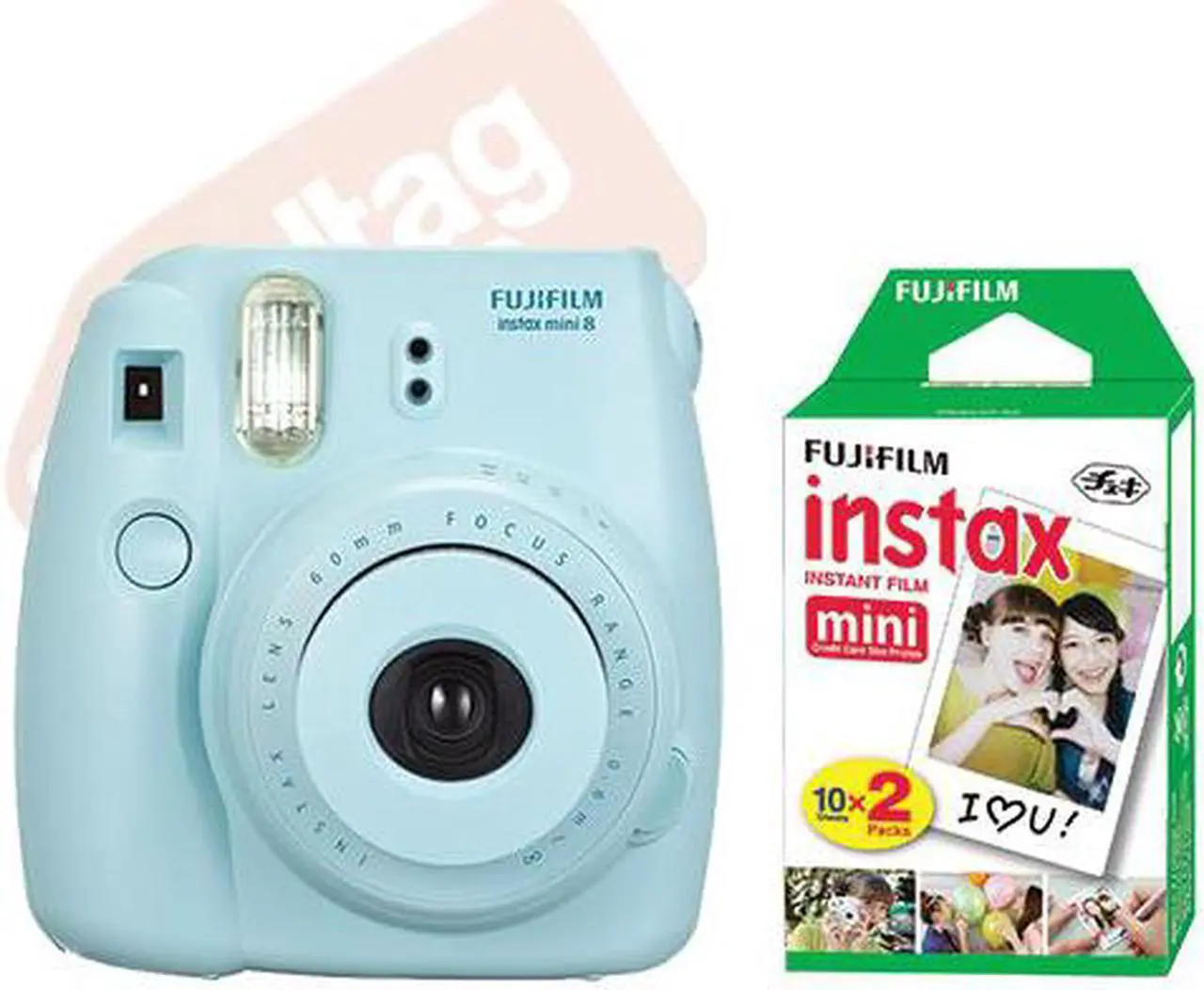 Alt view image 2 of 7 - Fuji Instax Mini 8 Fujifilm Instant Film Camera Blue + 20 Sheets Instant Film
