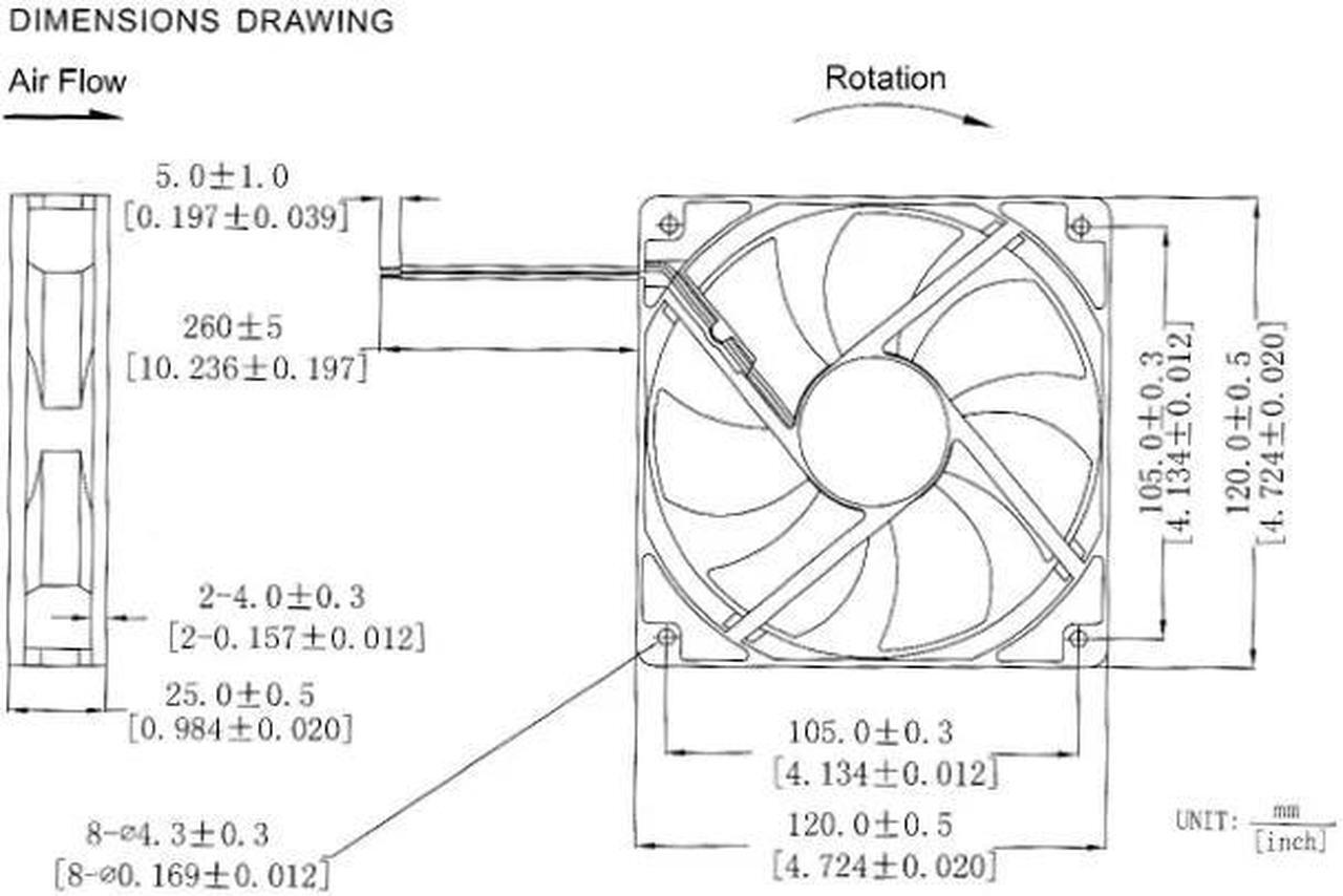 Alt view image 4 of 5 - DC brushless cooling fan 24V 2Pin DC 12025 120mm 12CM cm