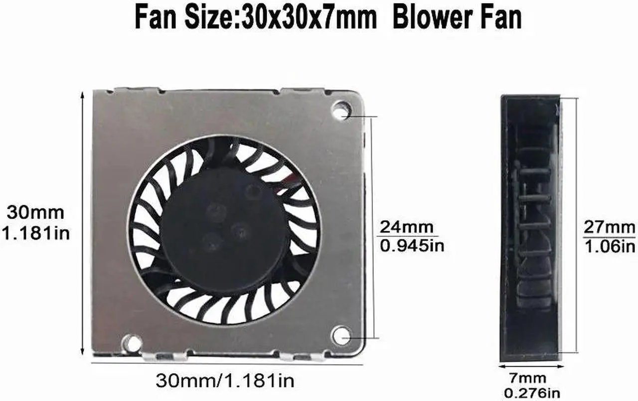 Alt view image 5 of 6 - 2 Pcs 3cm 3007S 30X30X7mm DC Cooling Fan 30mm 30mmx7mm 5V 0.2A Mini Blower 2Pin 3D Printer Cooler