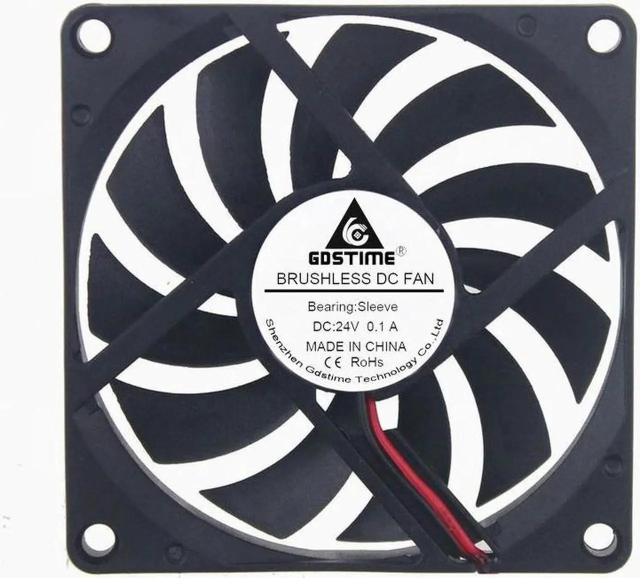 Alt view image 2 of 6 - 2 Pieces DC 24V Two Wires 2Pin 8cm 80x80x10mm Brushless DC Cooling Fan 80mm x 10mm 8010 Motor PC Computer CPU Cooler