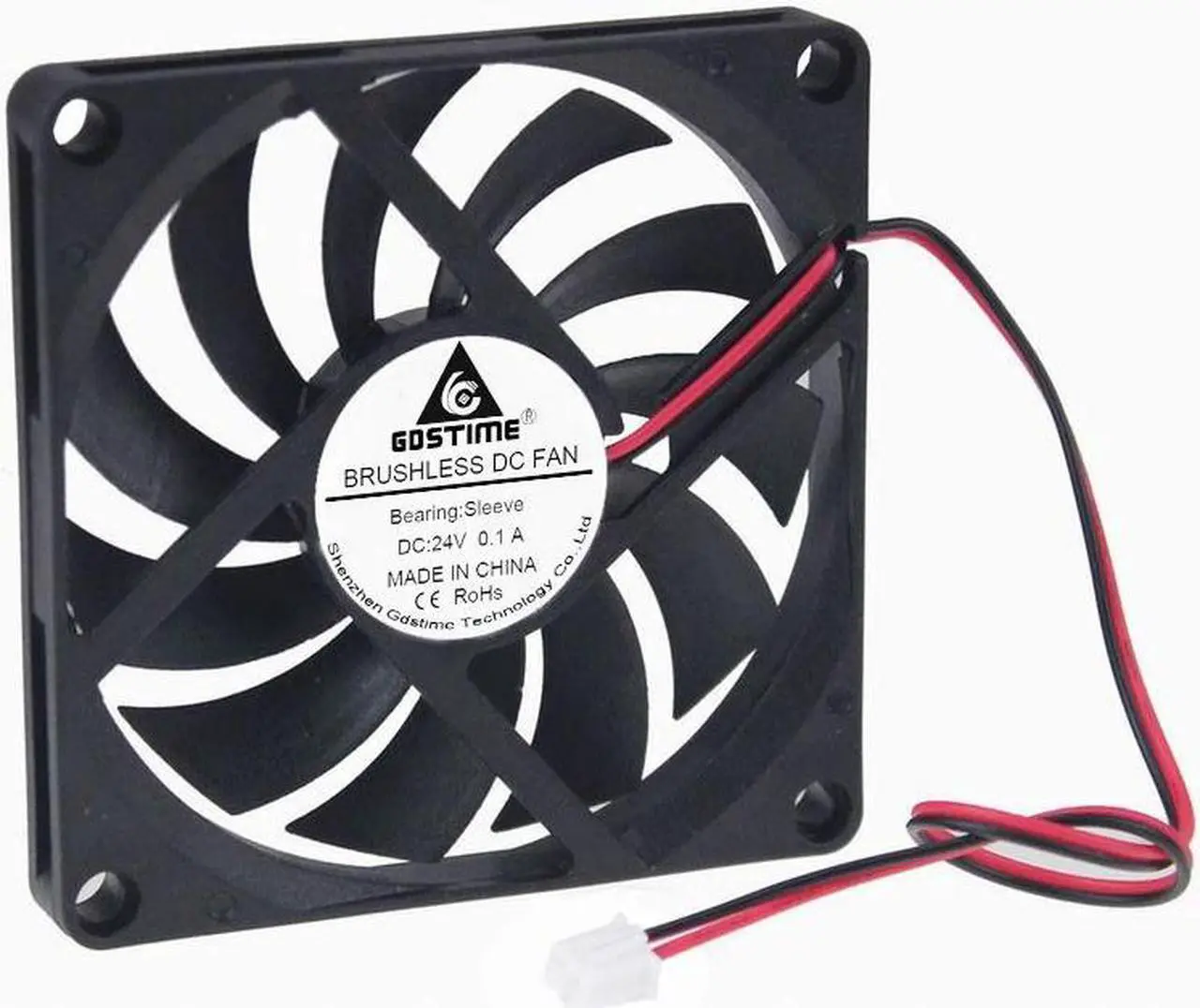 Alt view image 6 of 6 - 2 Pieces DC 24V Two Wires 2Pin 8cm 80x80x10mm Brushless DC Cooling Fan 80mm x 10mm 8010 Motor PC Computer CPU Cooler
