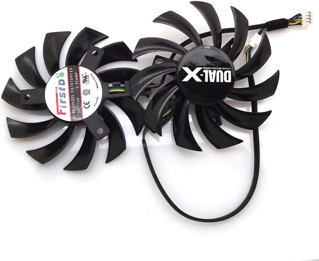 Alt view image 2 of 6 - 2pcs/lot FD7010H12S 75mm For Sapphire HD6930 HD7850 HD6950 R9 270 R7 260X Graphics Card Cooling Fan 4Pin