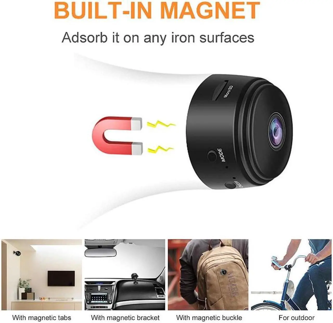 Alt view image 4 of 6 - Spy Camera Wireless Hidden WiFi Mini Camera HD 1080P Portable Home Security Cameras Covert Nanny Cam Small Indoor Outdoor Video Recorder Motion Activated Night Vision