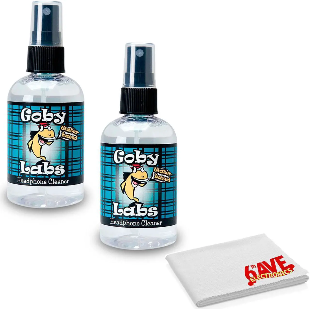Main image of Goby Labs 2-Pack 4 FL OZ Headphone Sanitizing and Cleansing Spray with 6AVE Cleaning Cloth - Compatible with All Headphones