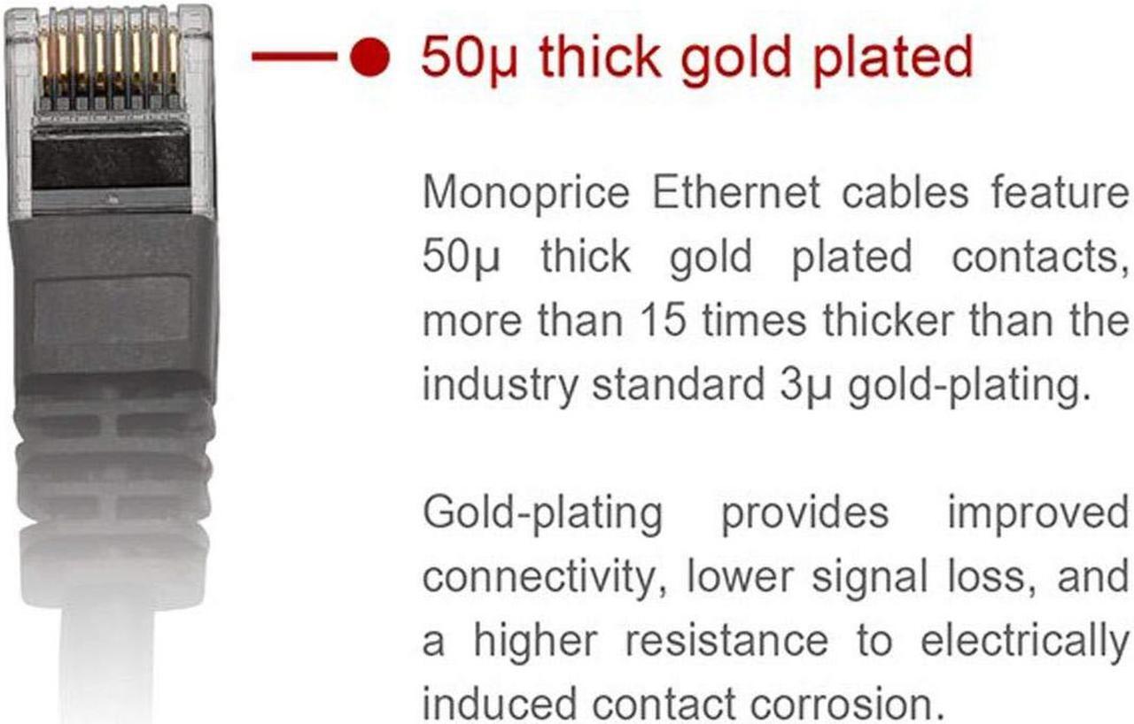 Alt view image 7 of 8 - Monoprice Cat6 Ethernet Patch Cable - Network Internet Cord - RJ45, Stranded, 550Mhz, UTP, Pure Bare Copper Wire, 24AWG, 0.5ft, Green