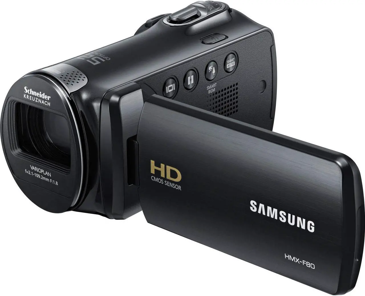 Alt view image 5 of 5 - Samsung HMX-F90 Black Camcorder + Full-Size Aluminum Tripod + Deluxe Padded Backpack with Accessories Bundle