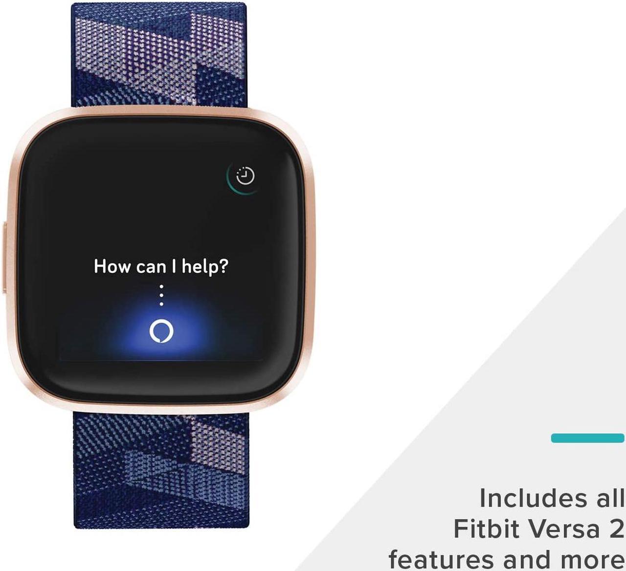 Alt view image 6 of 8 - Fitbit Versa 2 SE Navy Pink Woven