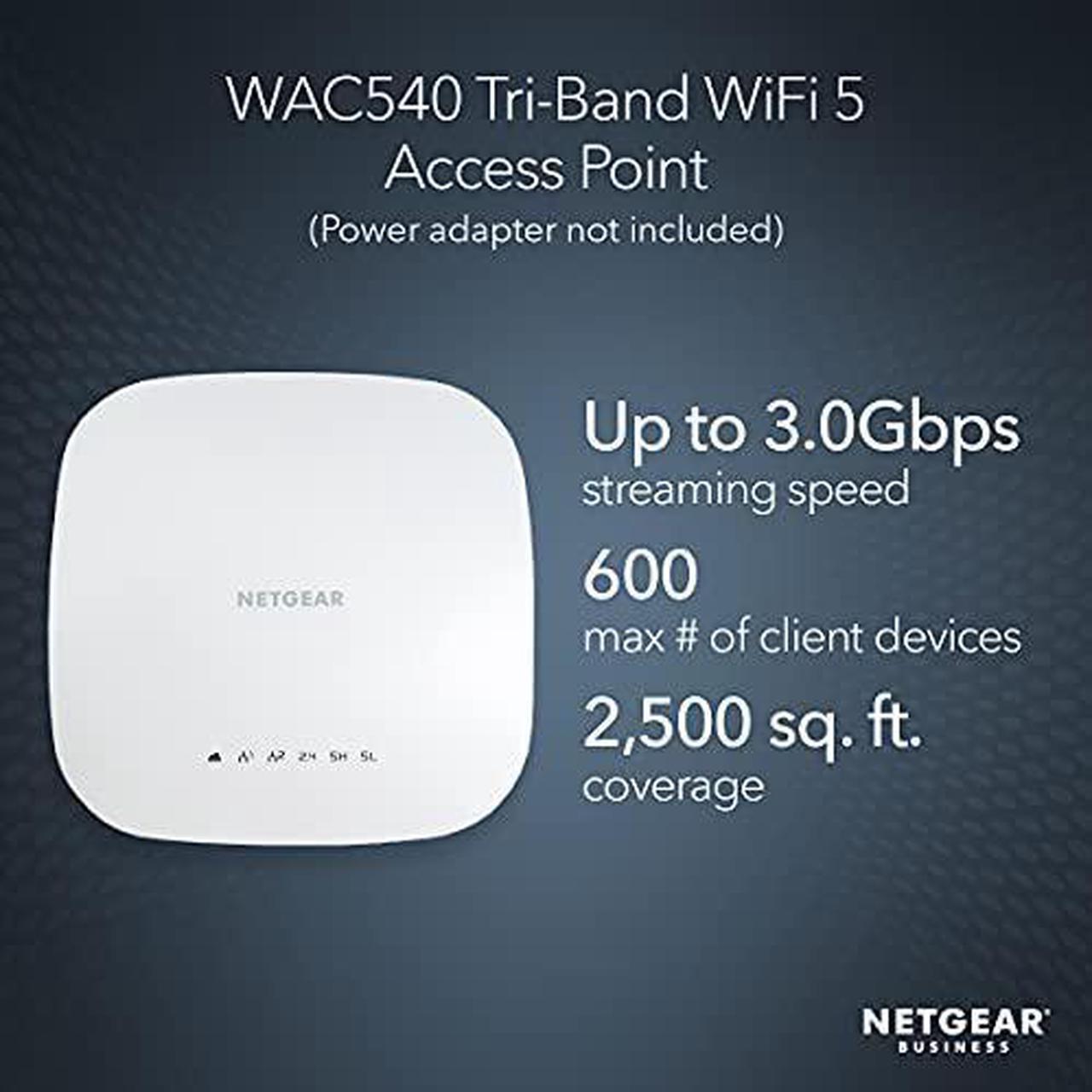 Alt view image 8 of 12 - NETGEAR Insight Managed Smart Cloud Tri-Band 4x4 Wireless Access Point, Power Adapter not Included (WAC540)
