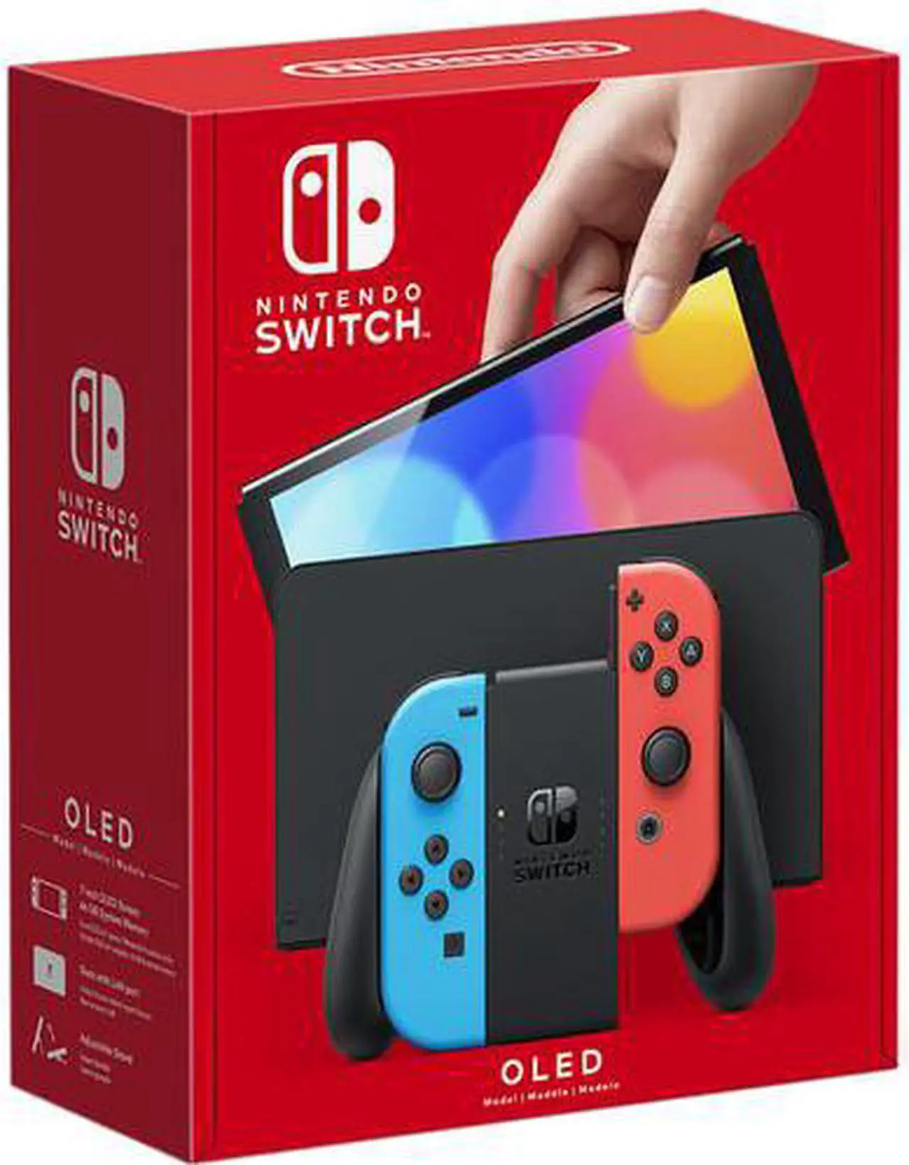 Alt view image 2 of 4 - Nintendo Switch OLED Neon Blue/Red with 128GB Card, Carry Case Bundle