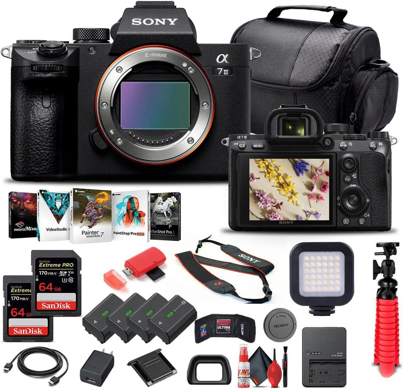 Alt view image 6 of 7 - Sony Alpha a7 III Mirrorless Camera Body Only ILCE7M3/B - Pro Bundle