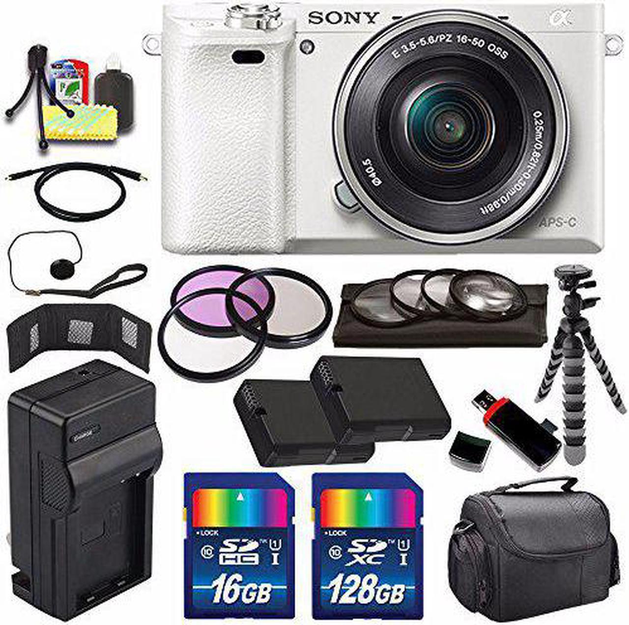 Alt view image 2 of 4 - Sony Alpha a6000 Mirrorless Digital Camera with 16-50mm Lens (White) + Battery + Charger + 144GB Bundle 7 - Internationa