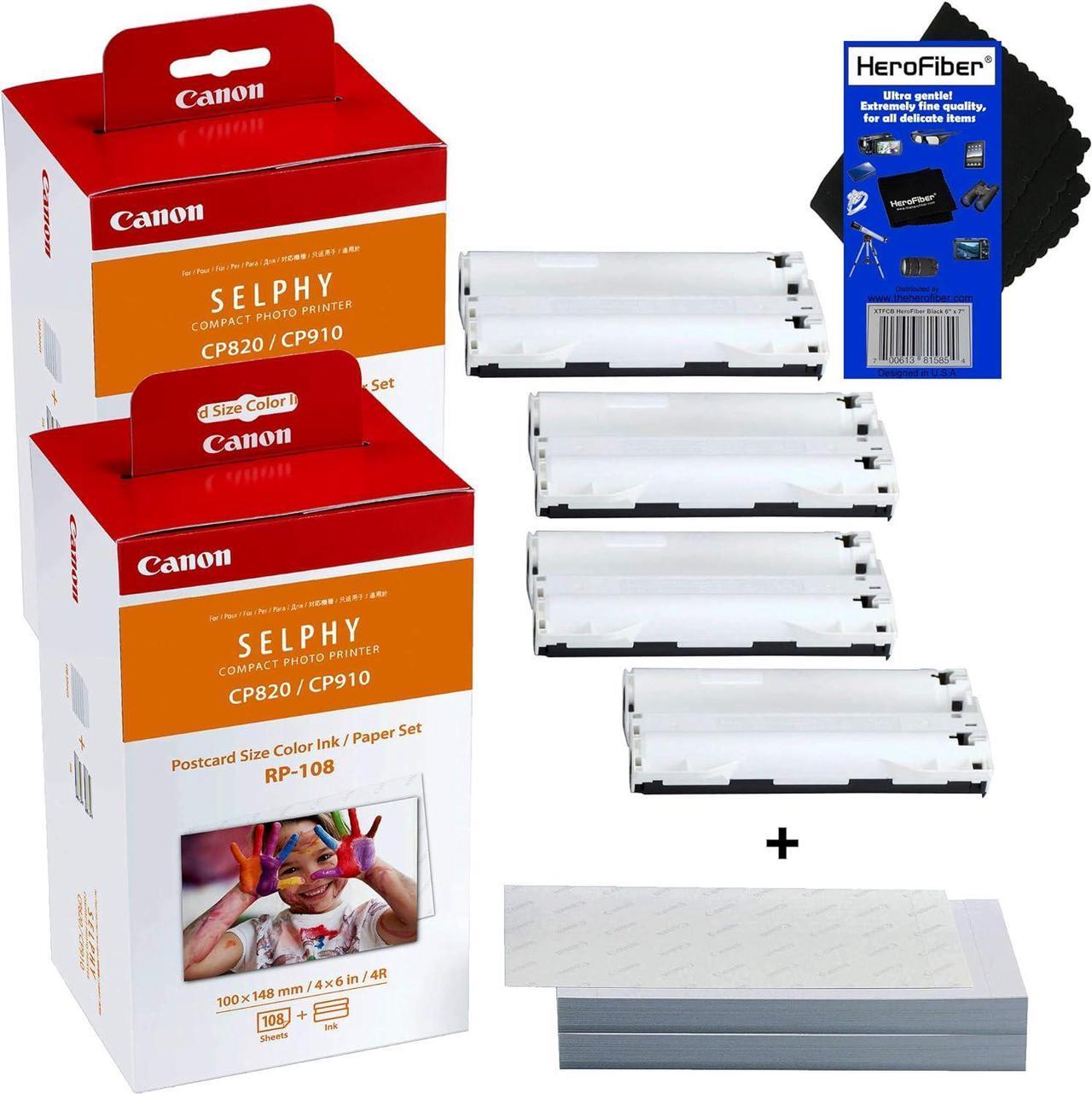 Alt view image 6 of 9 - Canon RP-108 High-Capacity Color Ink/Paper Set includes 216 Ink Paper Sheets + 4 Ink Toners for SELPHY CP1300, CP1200, CP1000, CP910 & CP820 Printers + HeroFiber Ultra Gentle Cleaning Cloth