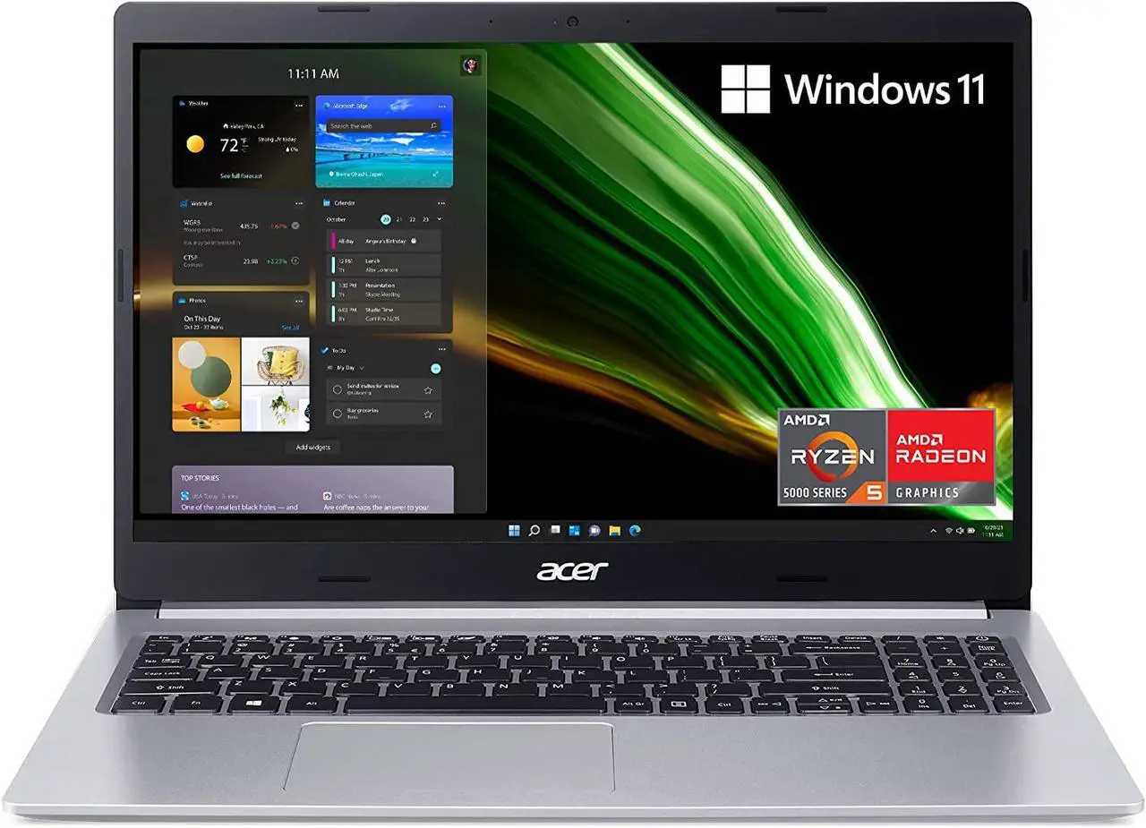 Alt view image 6 of 9 - Acer Aspire 5 A515-45-R74Z Slim Laptop | 15.6" Full HD IPS | AMD Ryzen 5 5500U Hexa-Core Mobile Processor | AMD Radeon Graphics | 8GB DDR4 | 256GB NVMe SSD | WiFi 6 | Backlit KB | Windows 11 Home