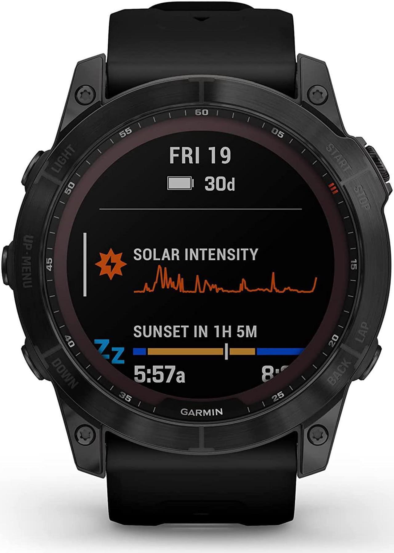 Alt view image 2 of 12 - Garmin Fenix 7X - Sapphire Solar Edition, Black DLC Titanium with Black Band | Multisport GPS Smart Watch 010-02541-22