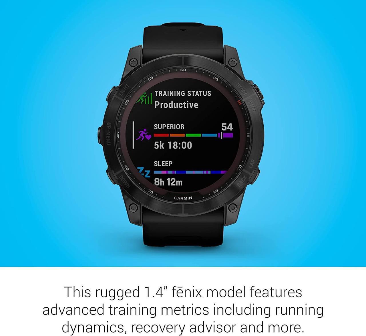 Alt view image 4 of 12 - Garmin Fenix 7X - Sapphire Solar Edition, Black DLC Titanium with Black Band | Multisport GPS Smart Watch 010-02541-22