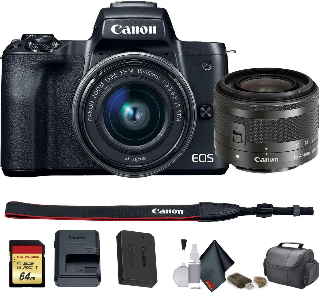 Alt view image 2 of 2 - Canon EOS M50 Mirrorless Digital Camera with 15-45mm Lens (Intl Model) (2680C011) - Starter Bundle