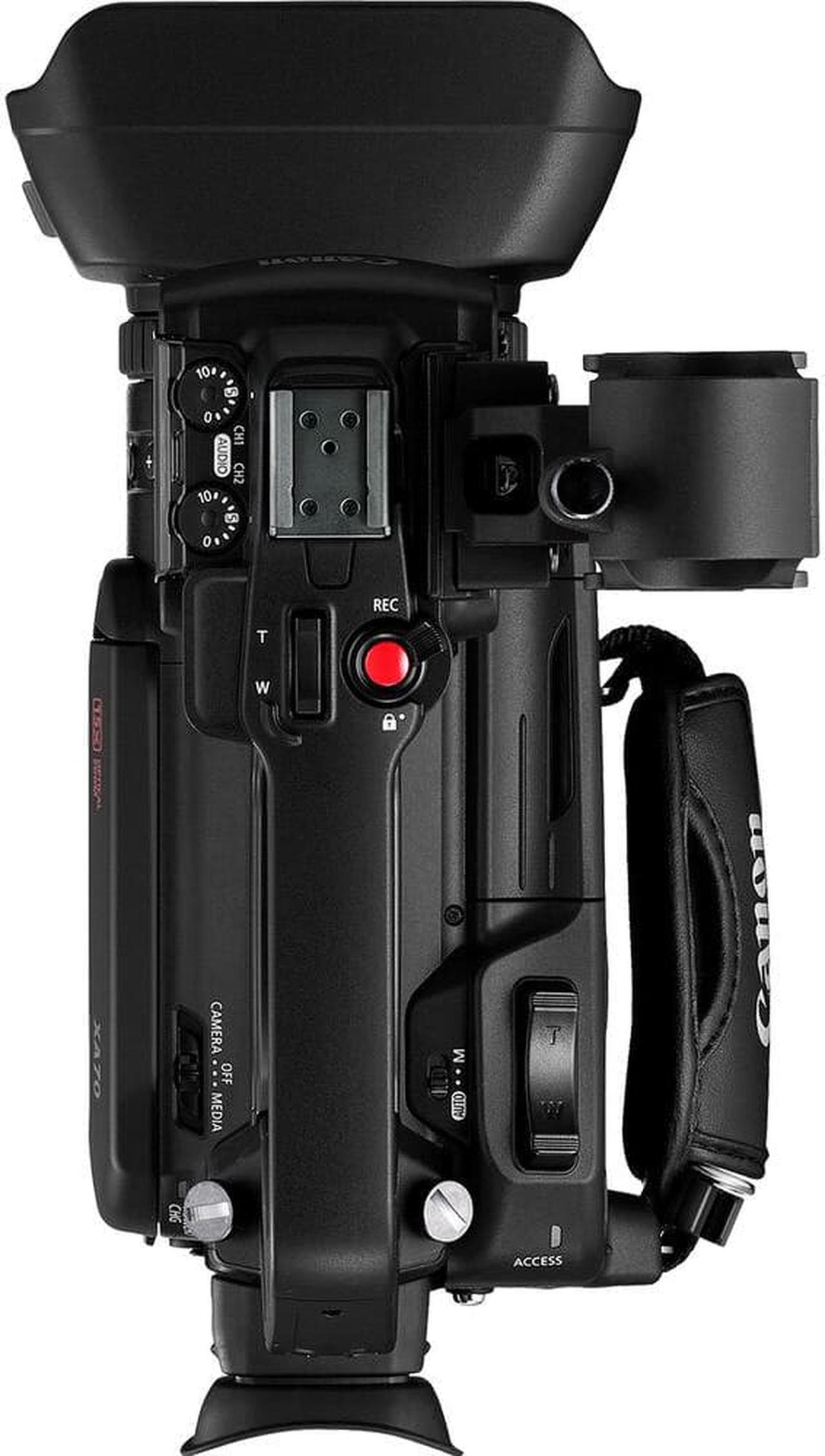Alt view image 4 of 4 - Canon XA70 Camcorder + Microphone, Video Monitor, LED Video Light, & 64GB Card