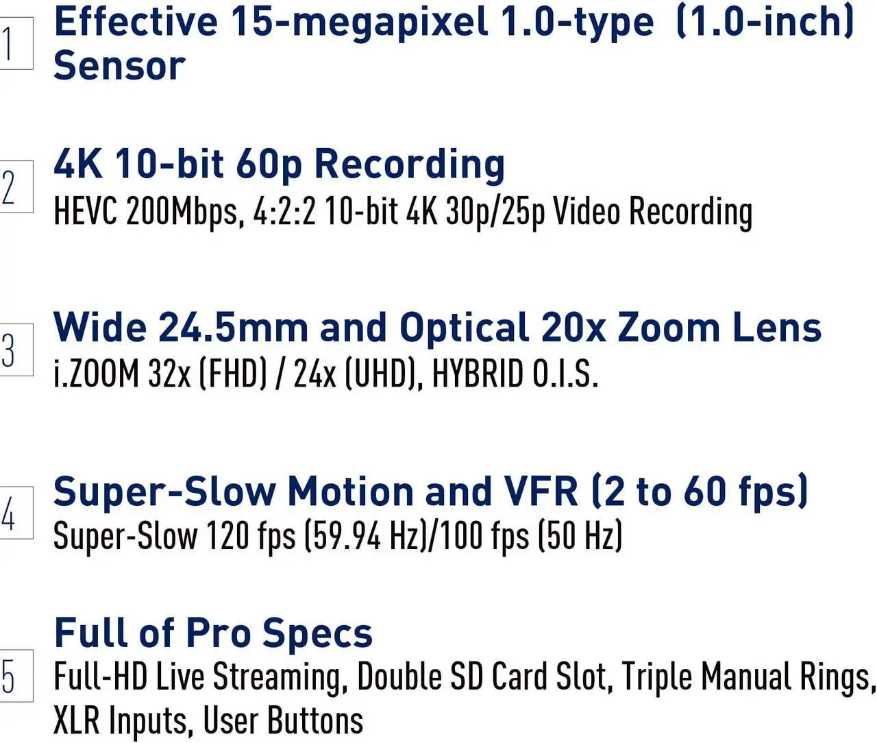 Alt view image 2 of 15 - Panasonic HC-X20 Camcorder, 4K 60p, 1.0-inch Sensor, 24.5mm Wide-Angle Lens and Optical 20x Zoom