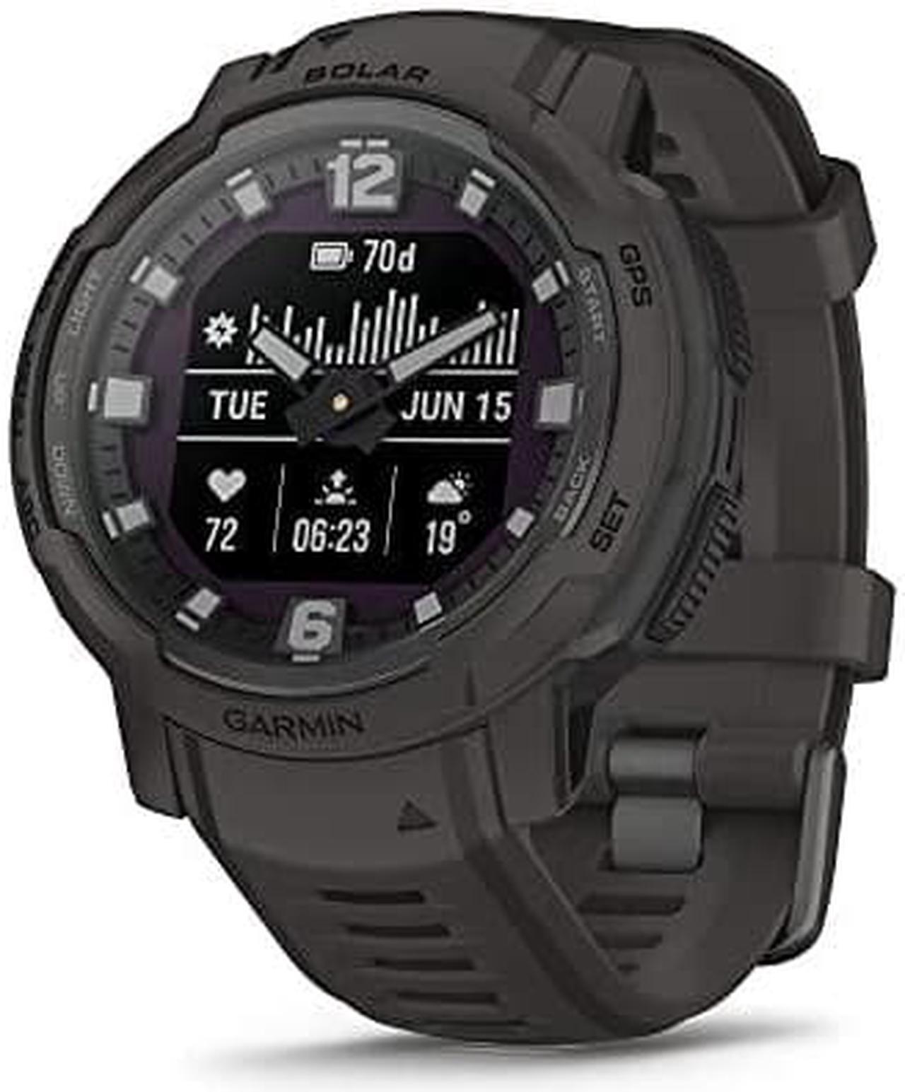 Main image of Garmin Instinct Crossover Solar, Rugged Hybrid Smartwatch with Solar, Analog Hands and Digital Display, Graphite