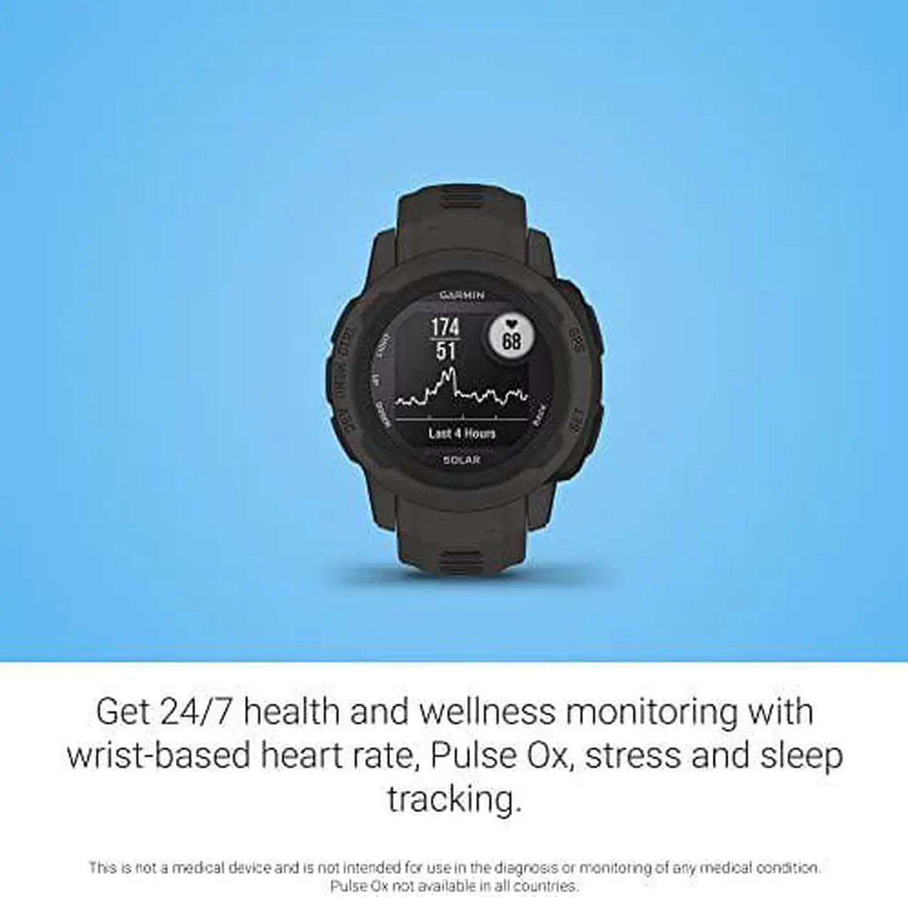Alt view image 6 of 9 - Garmin Instinct 2S Solar, Graphite | Solar Charging GPS Smart Watch 010-02564-10