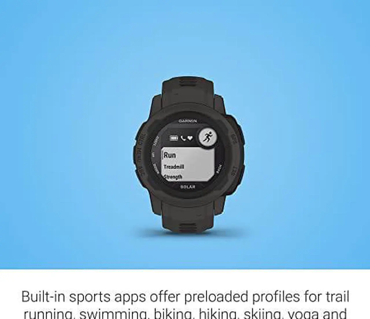 Alt view image 7 of 9 - Garmin Instinct 2S Solar, Graphite | Solar Charging GPS Smart Watch 010-02564-10