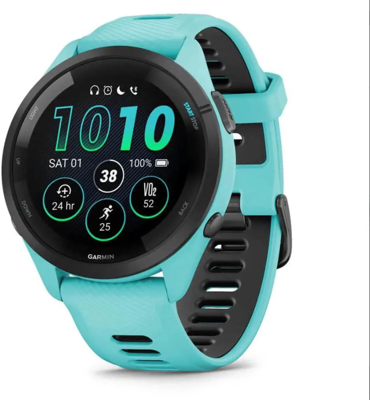 Alt view image 2 of 4 - Garmin Forerunner 265 Smartwatch (Aqua) Bundle with 6Ave Cleaning Kit