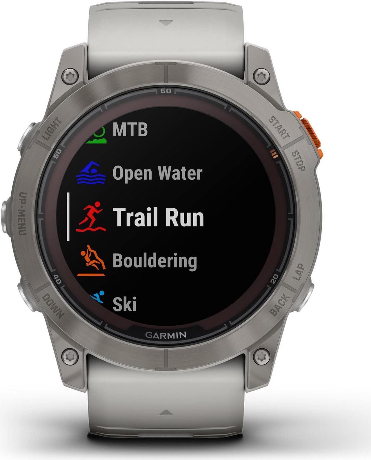 Alt view image 2 of 4 - Garmin fenix 7X Pro – Sapphire Solar Edition, Titanium with Fog Gray/Ember Orange Band | Solar Charging GPS Smart Watch 010-02778-14
