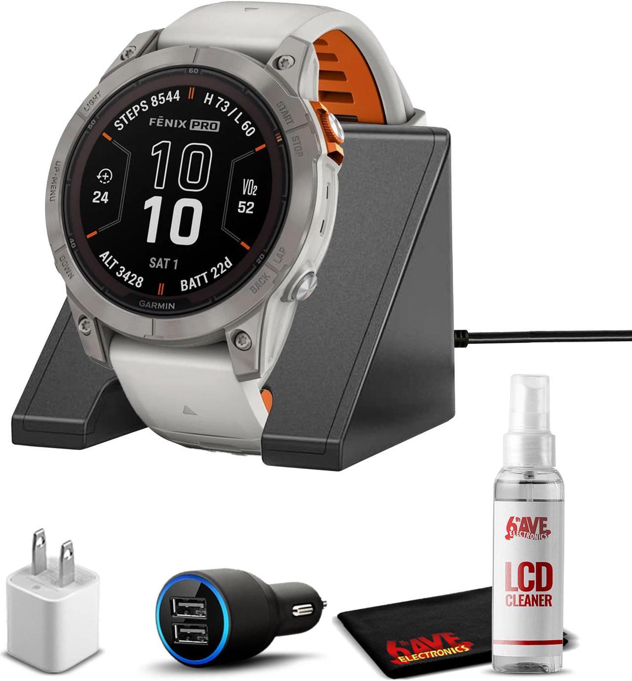 Main image of Garmin fenix 7 Pro Solar Sapphire Titanium Gray/Ember Orange with Accessories