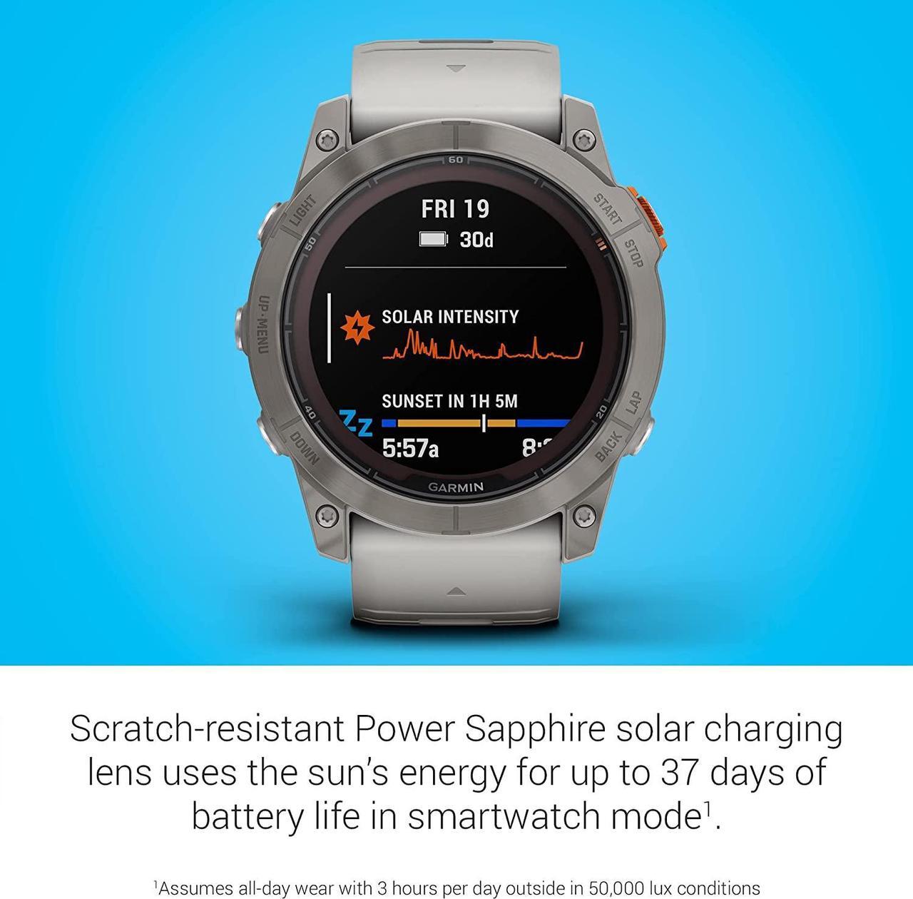 Alt view image 4 of 4 - Garmin fenix 7 Pro Solar Sapphire Titanium Gray/Ember Orange with Accessories
