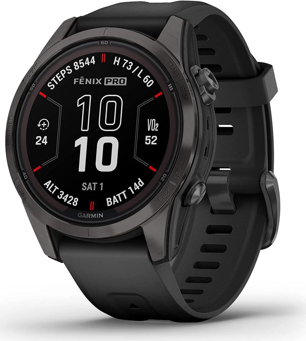 Alt view image 2 of 4 - Garmin fenix 7S Pro Solar, Sapphire, Carbon Gray Titanium Black with Accessories